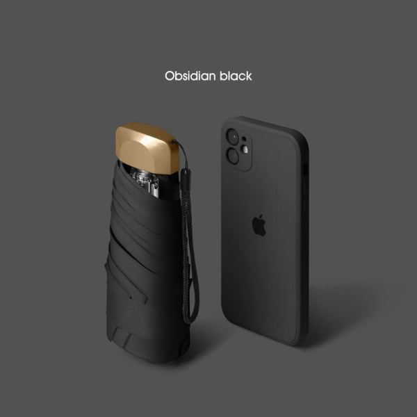 IC 5 Rib Folding Travel Paraply Shade Solskydd - Obsidian