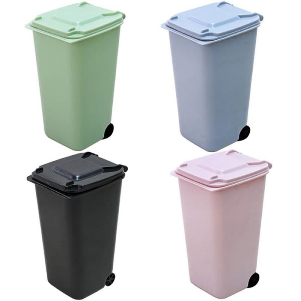 Mini skrivebord søppelbøtte Plast søppelbøtter med lokk Husholdning Multicolor 4stk