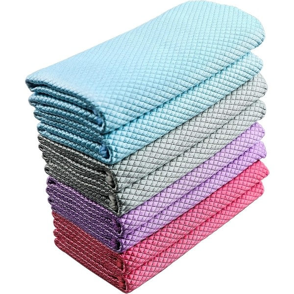 IC Fiskfjäll Stripe Glas Fönsterstäddukar - 5-pack Multifunktionella Återanvändbara Absorberande Bomull