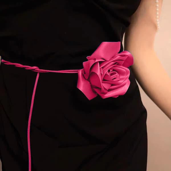 Rose Blomst Choker Halskæde Stor Rose Blomst Halskæde Blomster Rosenrød