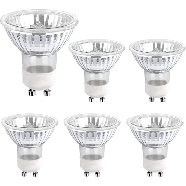 GU10 Halogenpære 35W 230V, 380lm Varm Hvid 2700K, Dæmpbar Halogen Spotpære, til Skabslys, Displaylys, Pakke med 6