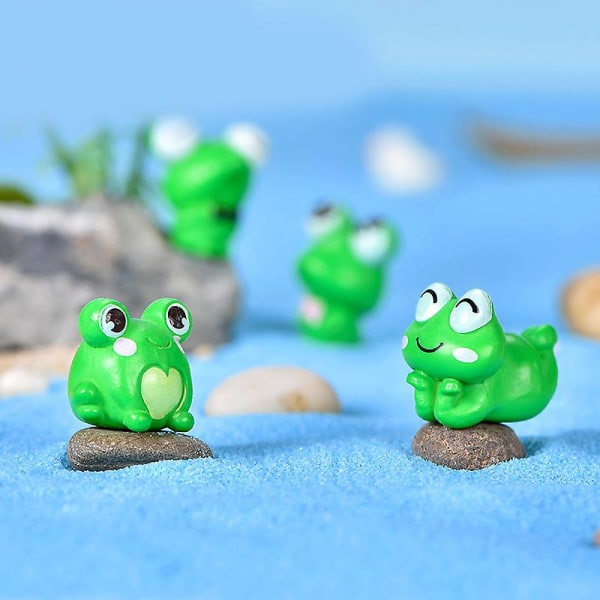 IC Mini Djurfigur Set med 6 Groda Miniatyr Modell Dekoration Lekset Mikro-landskap