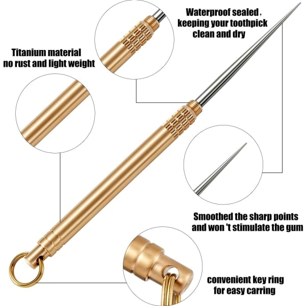 IC 3-pack Bärbar Titan Tandpetare Ficktandpetare Metall