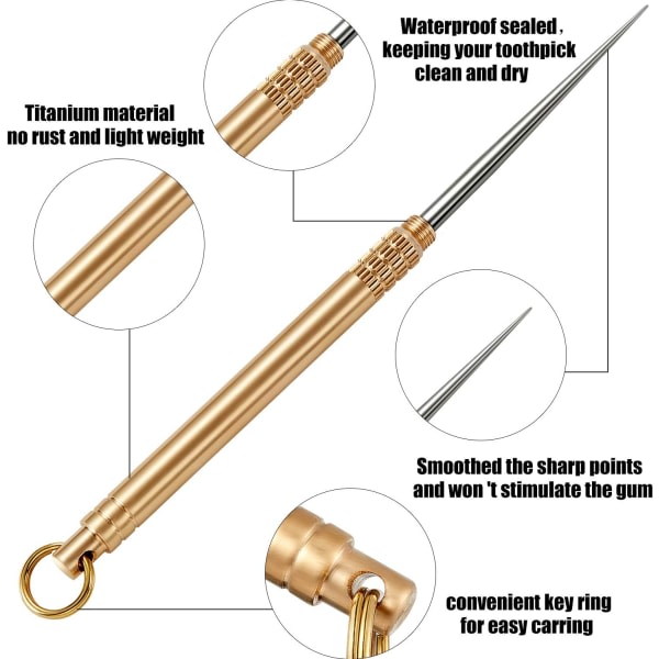 IC 3 stk Bærbar Titan Tannpirker Lommetannpirker Metall