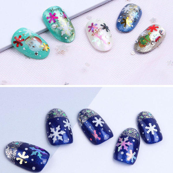 IC Julnagelkonst Glitter Snöflinga Nagelkonst Paljetter 3D Nagelstil 2