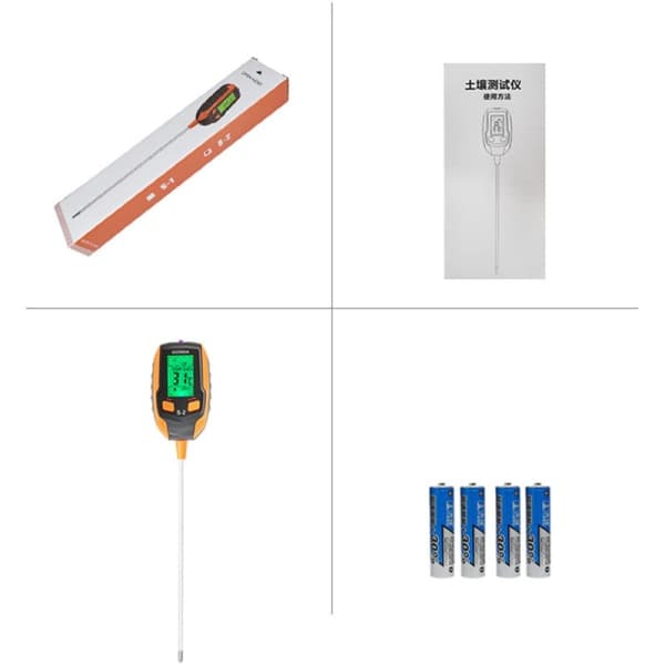 IC Jord-pH-mätare 4-i-1 fukt digital växttermometer