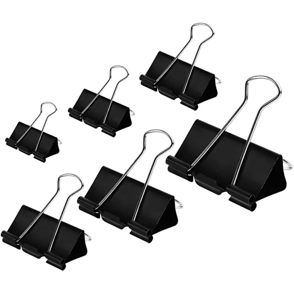 Bindklämmor Pappersklämmor Blandade Storlekar 100-pack (Svart)