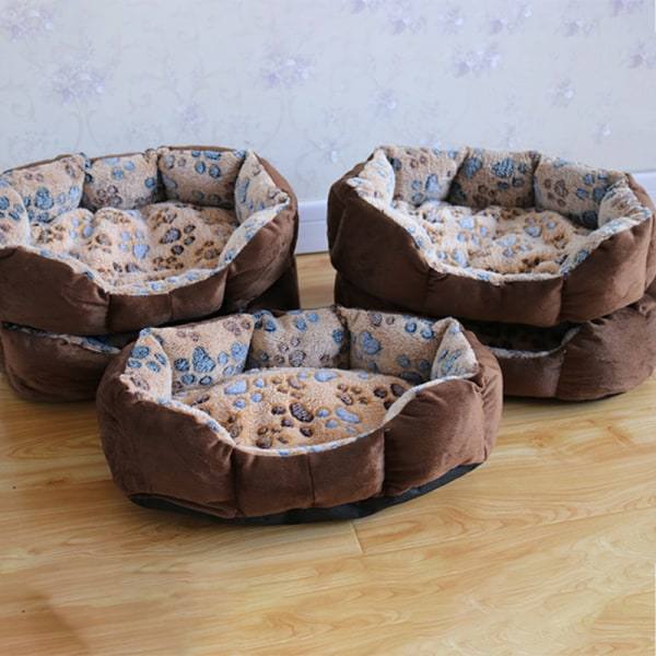 IC Husdjursbädd Matta Mjuk Plysch Varm Soffa Kennel Sovkorgen för brun 37*32cm