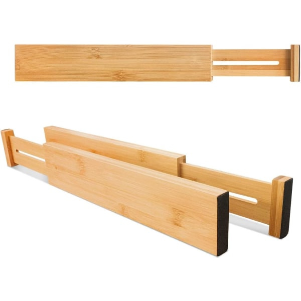 IC-set med 4 bambu-lådavdelare, justerbar organizer, utbyggbar organisation för kök, kontor, sovrum, byrå och badrum