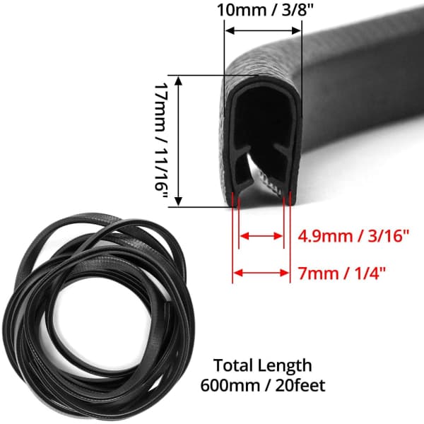 IC Bred sort kant, 1/4\" passer kanten (10 fod lang)
