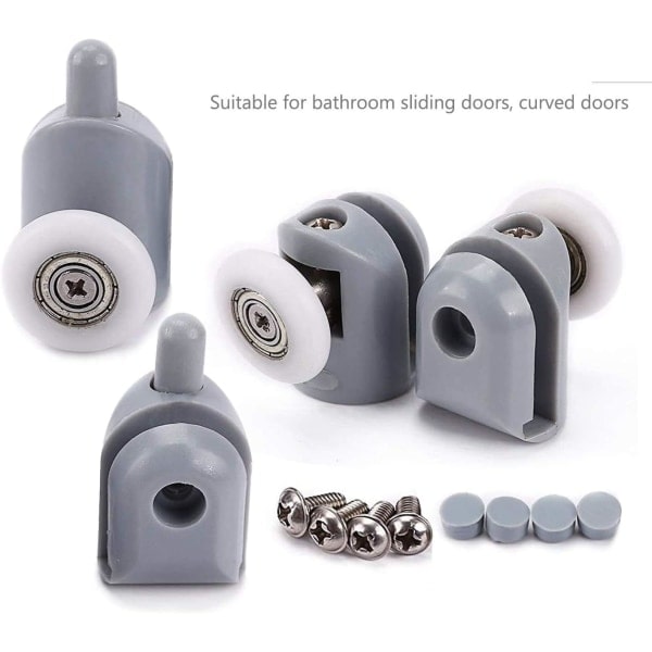 IC 8 stk x brusedørruller (4xtop + 4xbund + skrue + cover), brusedørruller/løbere/hjul/remskive/føringer 23 mm diameter