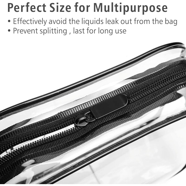 Transparent toalettväska, 3-pack, kosmetisk reseväska för smink, 18*12 cm