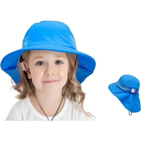 IC Baby Sommersolhatt for småbarn Justerbar UPF 50+ Bred brem Halsklaff Strandhatt Gutter Jenter 1-8 år Barn