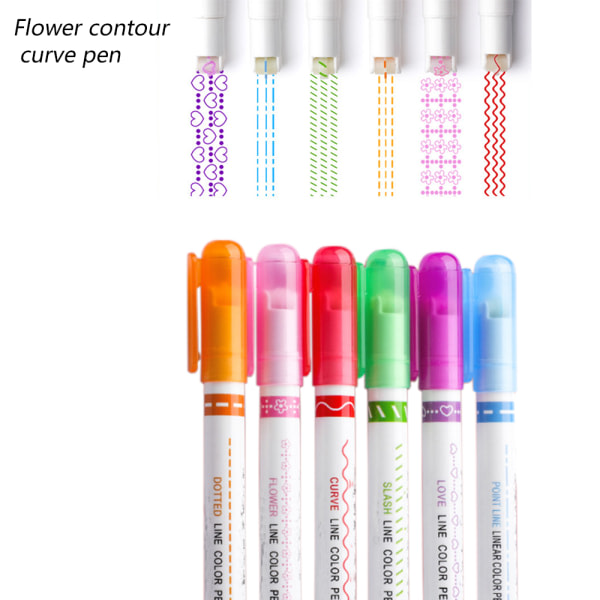 IG Curve Highlighter Pen Sæt, 6st Flownwing Flair Pens