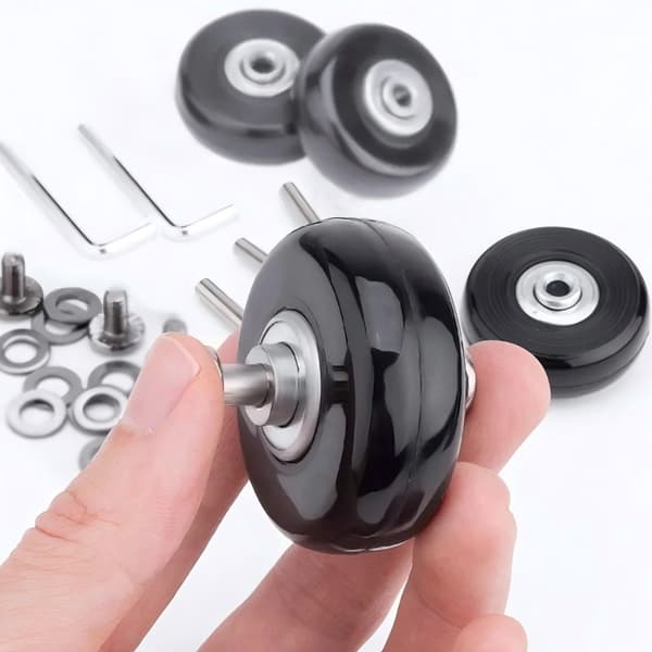 Kuffertudskiftningshjul, 4 stk., 50x18mm gummihjul, sort reparationssæt