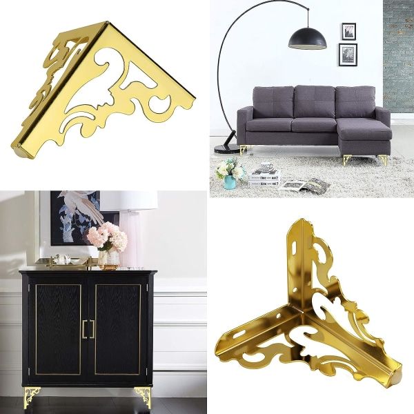 IC 4 stk metalmøbelben fødder, moderne sofa skab ben, garderobe, vægtkapacitet på 550 lbs pr. ben (guld, 15 cm/6 tommer)