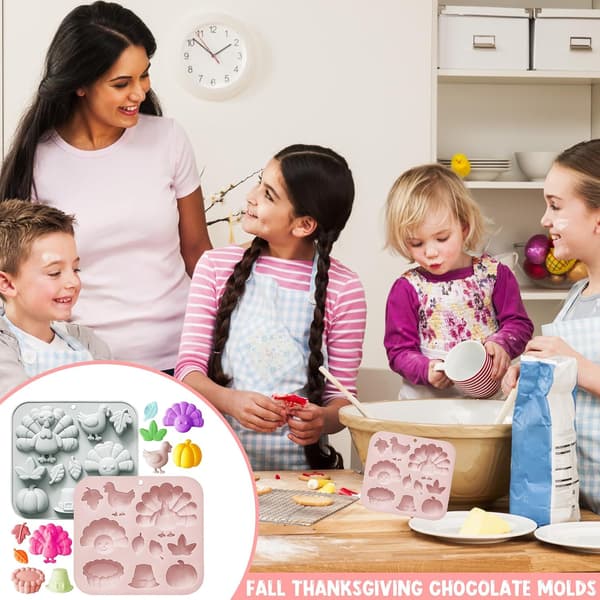 2-pakning høsttakkefest sjokolade silikonformer, høst gresskar kalkun blader silikonformer baking såpe til Halloween høst cupcake kake topper