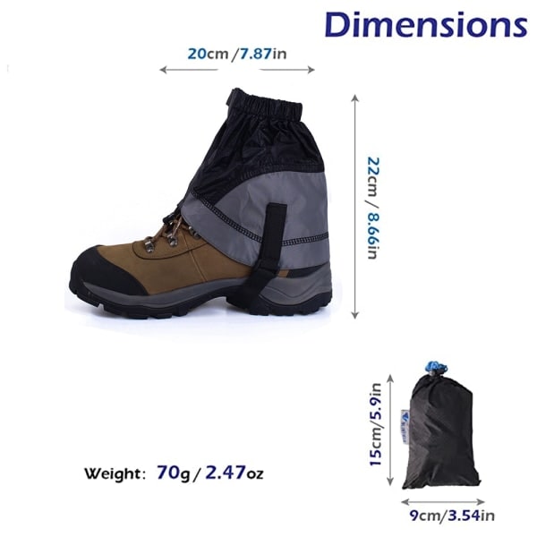 IC 1 par unisex vattentäta damasker, lättvikts damasker, Black and gray