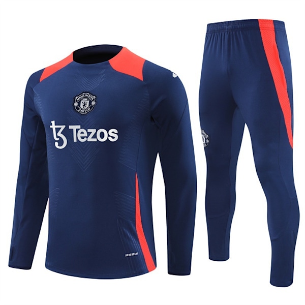 2425 sesong Real Madrid Marseille Atletico Manchester United Manchester City Portugal halv-trekk jersey drakt langarmet fotball treningsdrakt Royal Blue [Player Edition] S