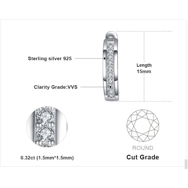 IC Hoops Øreringe til Kvinder, 925 Sterling Sølv Ring Øreringe med AAA Cubic Zirconia, Små Sovende Hoops Øreringe