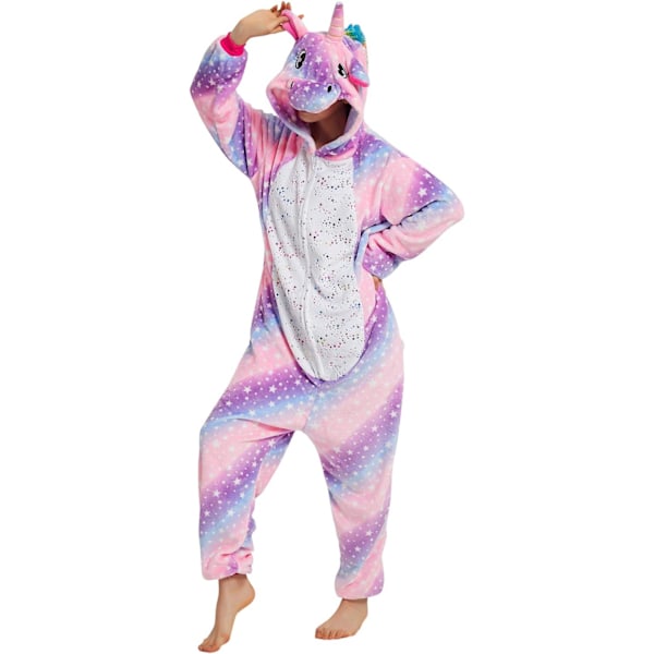 Naisten onesiet, Aikuisten miesten onesiet, Pyjama-onesiet, Yksisarvinen, Flanellipyjamat, Eläinonesiet, 3D-huppupijamat, Halloween, Joulupukut Pink unicorn L