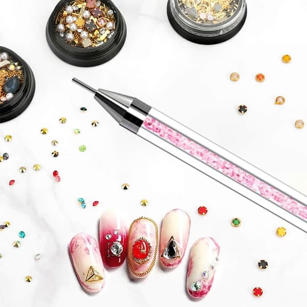 IC 2 stk Rhinestone Picker, Diamantmaleri, Dotting Pen, Dobbelt Pink