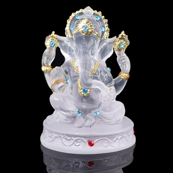 IC Ganesh Hindu Elefant Gud av framgång Staty Resin Transparent F