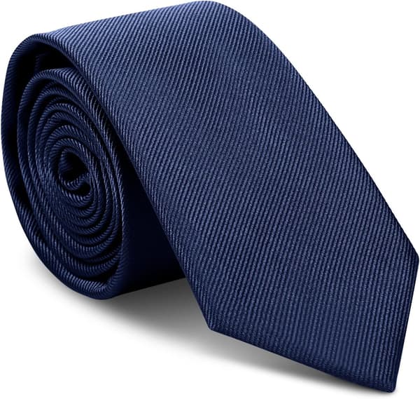 Klassisk slips i silkesatin til menn - Ensfarget slips i premiumkvalitet - Formelle slips i sort til menn - Slips til forretninger, bryllup, fest og jobb - 8 cm Navy Blue Polyester Thread