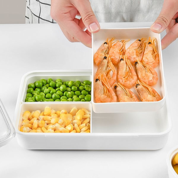 IC Bento Lunchbox med Avtagbara Fack, Mikrovågsugnssäker, Kylskåpsvänlig, Vit, 350ml
