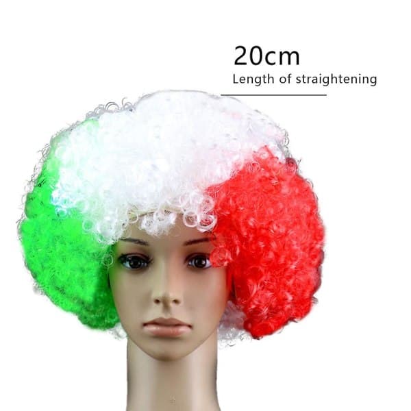 IC 2st National Flag Short Curly Wig World Cup Short Curly Flag