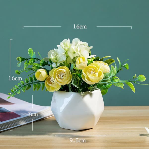 IC Enkel geometrisk blomsterpotte simulering blomsterdekorasjon levende gul