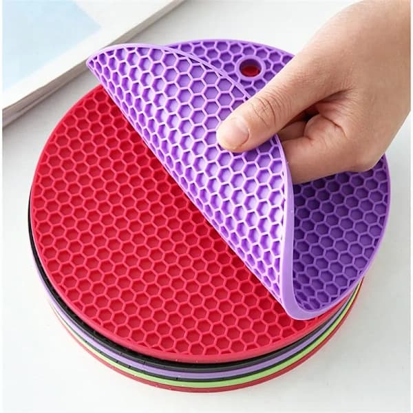 Round Heat Resistant Silicone Mat Drink Cup Coaster Insulation Non-slip Pot Holder Thick Table Mat Kitchen Accessories