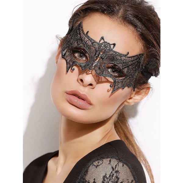 IC Svart Halloweenmask, Halloween ögonmask Maskeradmasker for women Maskeradmask Fladdermusspets 1st