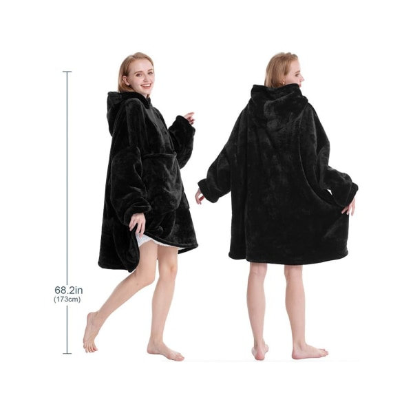 IC Snuggie Oversized Hoodie Filt med Luva CNMR sort