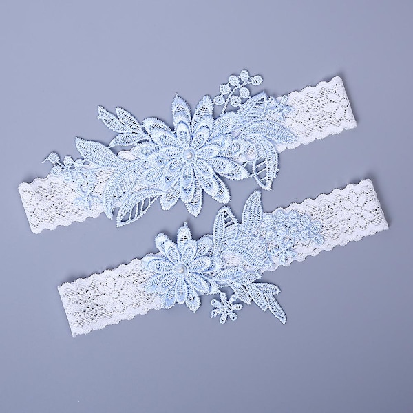 2 stk./sæt Dame Bryllup Brude Blonde Strømpebånd Bælter Seler Festtilbehør Gaver Sky Blue
