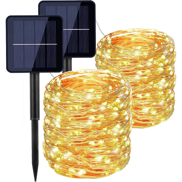 IC Solar String Lights Ulkotiloihin, [2 Pakkaus] 22M 200 LED Solar String Lights, 8 Tilaa Joulukuusi String Lights Koristevalot