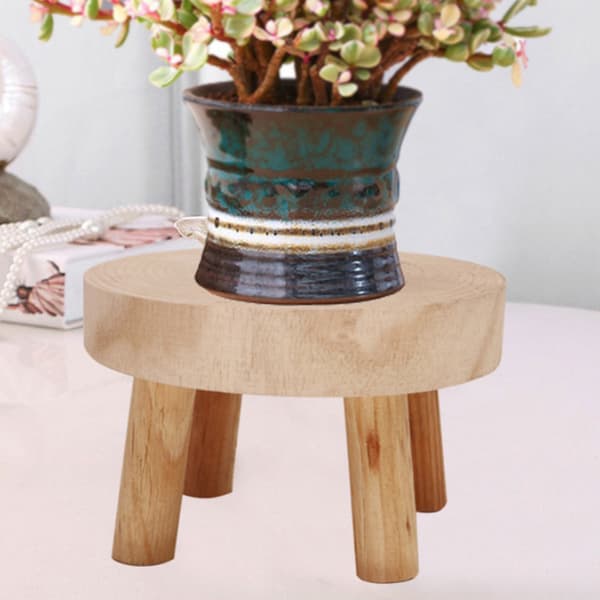 Inomhus växtställ i trä Mini blomkrukshållare för vardagsrum trädgård heminredning träfärg 14 x 9 cm