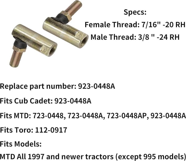 Traktor kulled 923-0448 923-0448A 723-0448 723-0448A för MTD Cub Troy Bilt Huskee, Toro