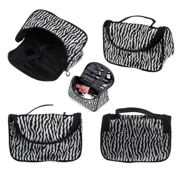 Zebra sminkväska med spegel - Sminkförvaringsväska för kvinnor