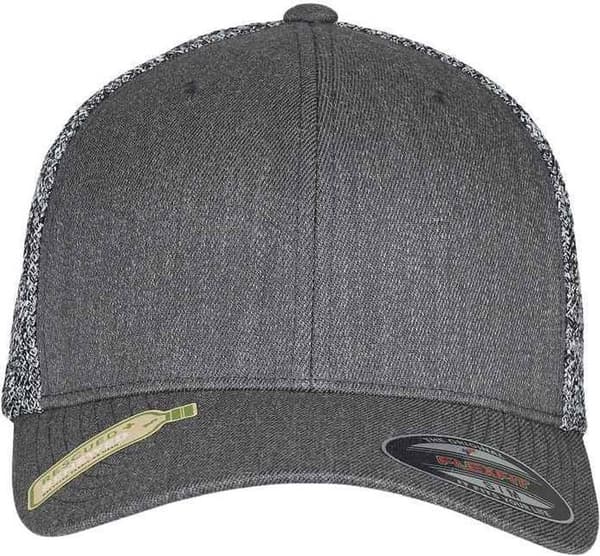 Urban Classics Flexfit Trucker Cap, Melange Mesh Bagside, Stretch Fit Baseball Hat til Mænd og Kvinder, Sort/Grå, L/XL