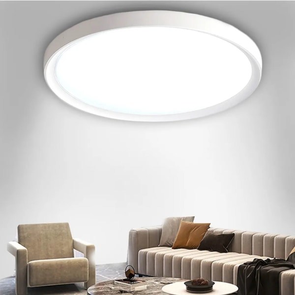 36W Ø38CM Kallvit Platt LED-taklampa, 2500LM Rund Vit Taklampa för Vardagsrum Sovrum Badrum Kök Hall