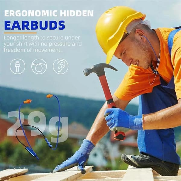 Bluetooth støyreduserende ørepropper med hørselvern In-Ear arbeidsheadset for byggeplasser blå