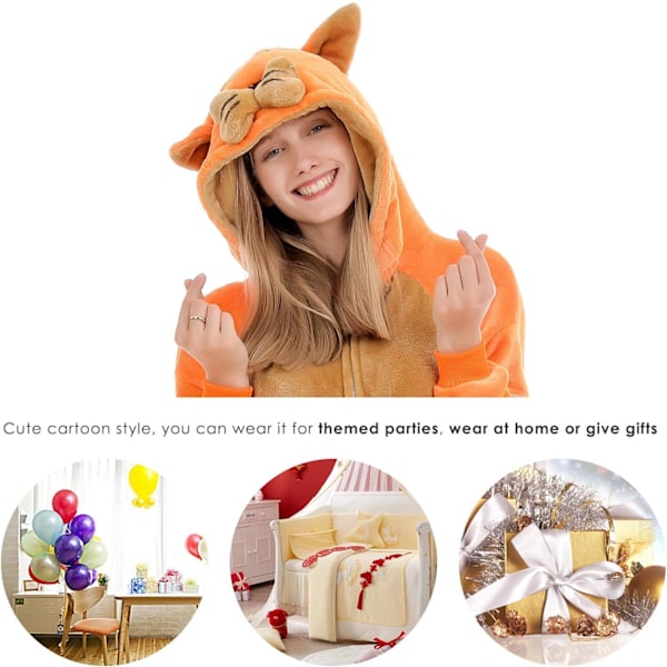 Onesies for kvinner, Onesies for voksne menn, Pyjamas-onesies, Enhjørning, Flanellpyjamas, Dyre-onesies, 3D hettegensere, Halloween, Julekostymer Orangecat M