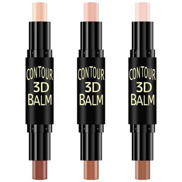 IC Dubbeländad Highlight & Contour Stick Makeup Concealer Kit för 3D Ansiktsformning Kroppsskulpterande Makeup Set 3st