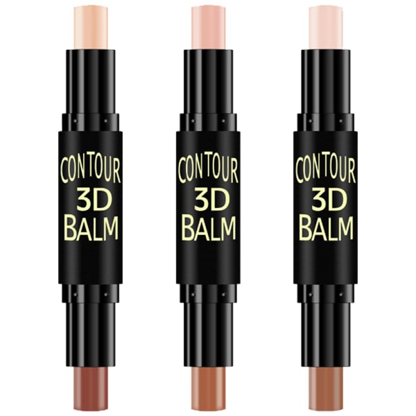 IC Dubbeländad Highlight & Contour Stick Makeup Concealer Kit för 3D Ansiktsformning Kroppsskulpterande Makeup Set 3st