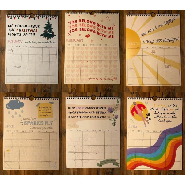 2024 Lyrical Calendar TS Roaring Twenties Taylor-kalenteri, Eras T0ur-kalenteri musiikkijuliste, tyttöjen ja poikien 12 kuukauden kalenterisuunnittelija