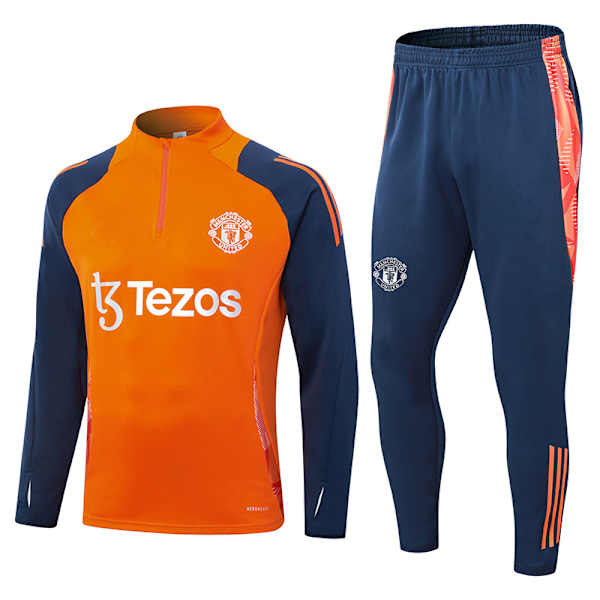 2425 Nya Spanien Portugal Brasilien Vuxen Långärmad Fotbollsträningsuniform Set Manchester United/Orange Manchester United/Orange S