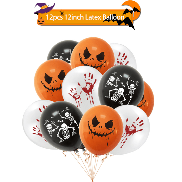 IC Halloween-ballonger, Halloween-sett med läskigt tyg og spindelnät, Halloween-festdekorasjoner