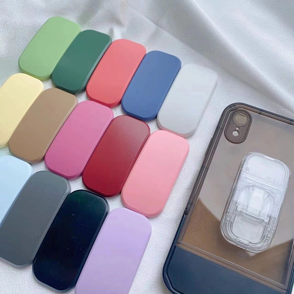 Värillinen spraymaalattu macaron-värinen läpinäkyvä push-pull-kiinnike, litteä tukikiinnike, yksivärinen puhelinteline läpinäkyvä Push pull -kiinnike transparent Push pull bracket