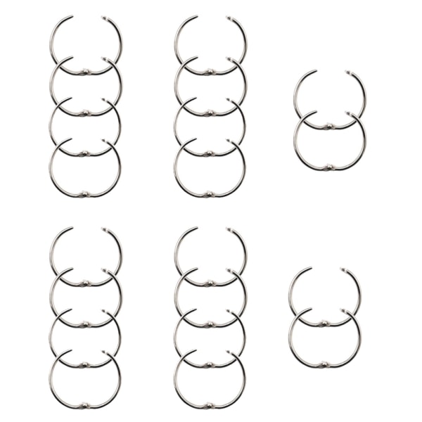 IG 20-pack bokpärmringar kontorsmetall lösbladsring nyckelring